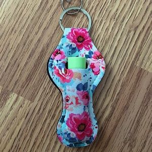 Floral Pattern Lip Balm Holder Keychain